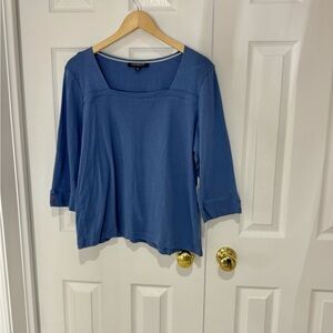 XL Jones New York Slate Blue Boat Neck 3/4 Sleeve Top EUC
